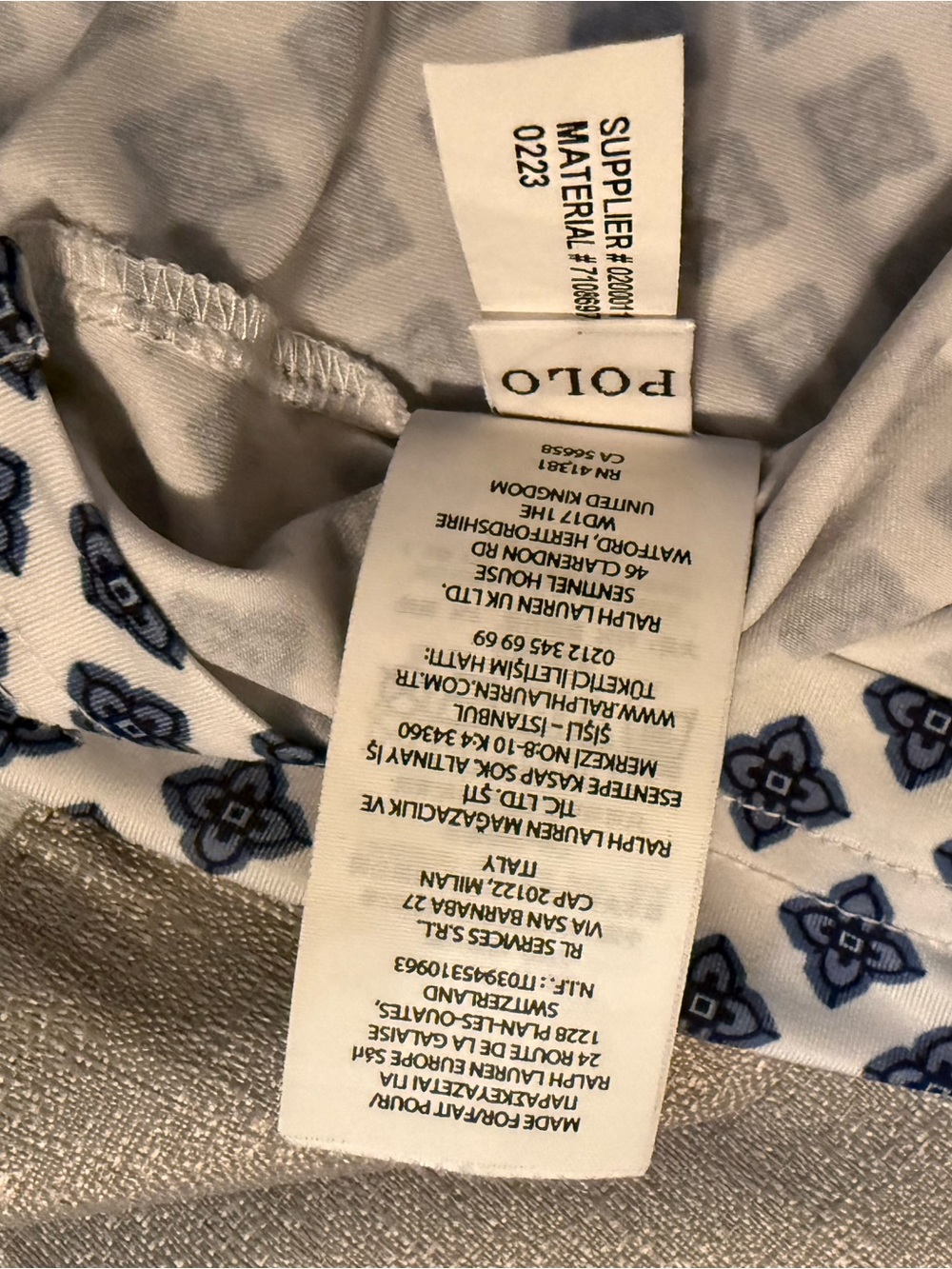 Polo by Ralph Lauren White Polo with Navy Geometric Print Performance fabric - Picture 7 of 7